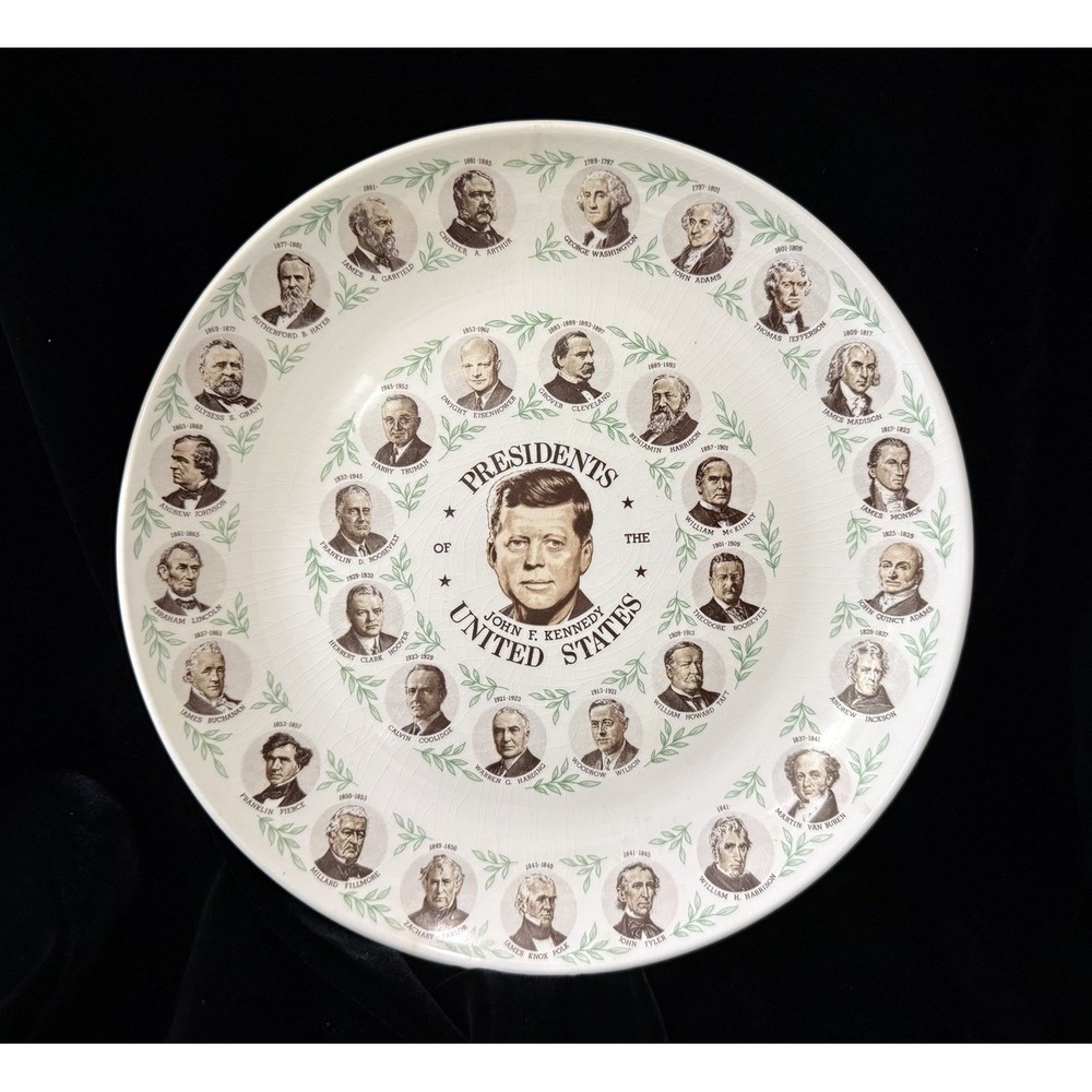 Presidents Of The United States Collector Plate Vintage 1960s John F Kennedy JFK